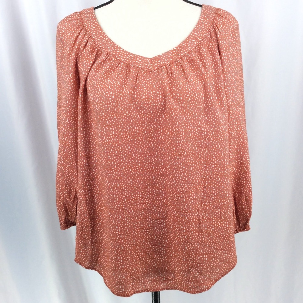 LC Lauren Conrad Top Women's Size XS Oversized Rust Mauve V-Neck Peasant Flowy